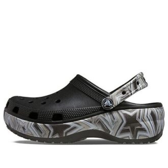 Zuecos Crocs Classic Crush Disco para mujer, color negro, 208123-0C4