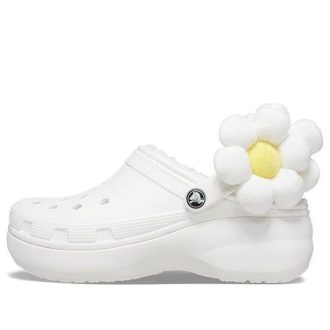 Zuecos Crocs Classic Flower para mujer, color blanco, 209236-90H