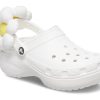 Zuecos Crocs Classic Flower para mujer, color blanco, 209236-90H