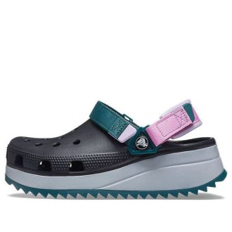 Zuecos Crocs Classic Hiker para mujer, color negro, verde azulado, 206772-988