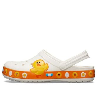 Zuecos Crocs Classic Line Friends Beach, sandalias unisex blancas y amarillas (205791-100)