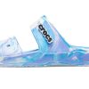 Zuecos Crocs Classic Marble Beach unisex, color blanco y azul, 207701-1FK