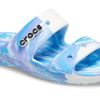 Zuecos Crocs Classic Marble Beach unisex, color blanco y azul, 207701-1FK