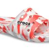 Zuecos Crocs Classic Marble Beach unisex, color rojo y blanco, 206879-884