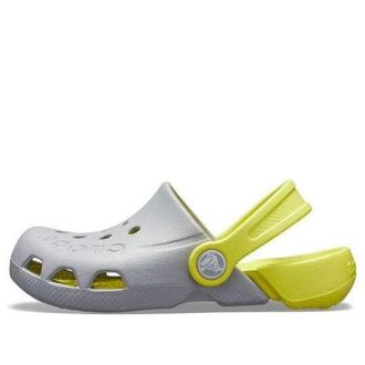 Zuecos Crocs Classic para niños, sandalias deportivas, color gris y verde, 10400-06T