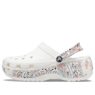Zuecos Crocs Classic Platform Americana Paisley para mujer, color blanco, 207337-94S