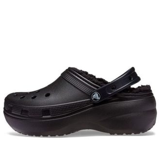 Zuecos Crocs Classic Platform con forro para mujer, color negro, 207938-001