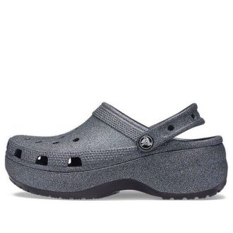 Zuecos Crocs Classic Platform Glitter II para mujer, color negro, 207770-001