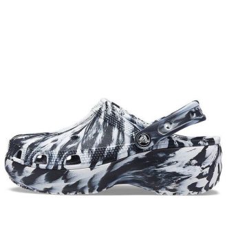 Zuecos Crocs Classic Platform Marbled para mujer, color negro y blanco, 207176-066