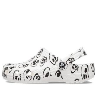 Zuecos Crocs Classic Skull Print para mujer, color blanco y negro, 208993-103