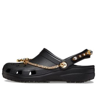 Zuecos Crocs Classic Tiara para mujer, color negro y dorado, 209684-001