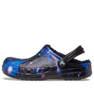 Zuecos Crocs (GS) Baya Galaxy con forro y tiras afelpadas «Negro Multi» 207654-0C4