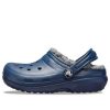 Zuecos Crocs (GS) Classic con forro brillante, color azul, 207010-459
