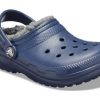 Zuecos Crocs (GS) Classic con forro brillante, color azul, 207010-459