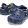 Zuecos Crocs (GS) Classic con forro brillante, color azul, 207010-459