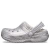Zuecos Crocs (GS) Classic con forro brillante, gris plateado, 205937-00N