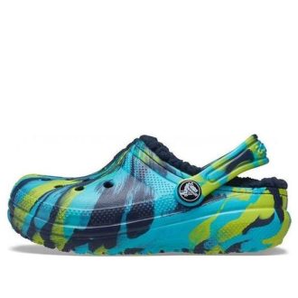 Zuecos Crocs (GS) Classic con forro jaspeado «Azul Tie Dye» 207238-4HQ