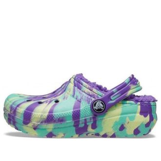 Zuecos Crocs (GS) Classic con forro jaspeado «Multicolor neón morado» 207238-573