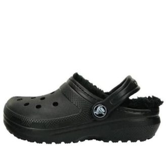 Zuecos Crocs (GS) Classic con forro para niños, color negro, 207010-060