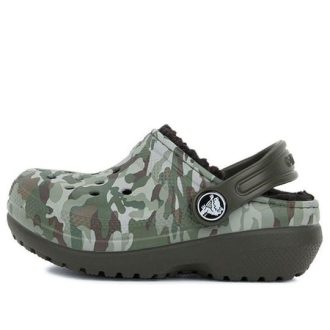 Zuecos Crocs (GS) con estampado de camuflaje y punta redonda «Verde Marrón» 204817-3R3