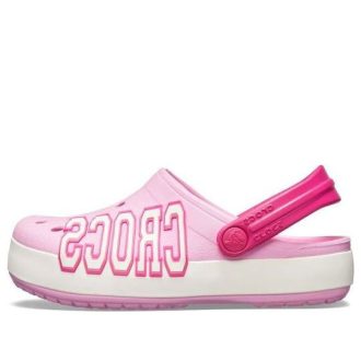 Zuecos Crocs (GS) con logotipo Crocband «Rosa y blanco» 205533-6I2