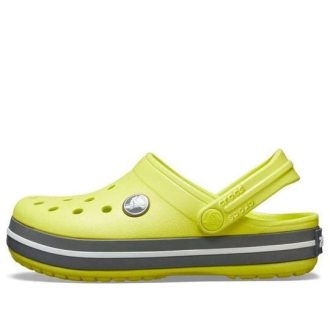 Zuecos Crocs (GS) con puntera redonda y detalle recortado en amarillo y gris 204537-7H1
