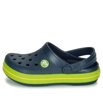 Zuecos Crocs (GS) con puntera redonda y detalle recortado en color verde marino 204537-4K6