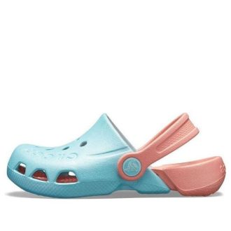 Zuecos Crocs (GS) Electro con tira trasera y punta redonda, color azul y rosa, 10400-4JF