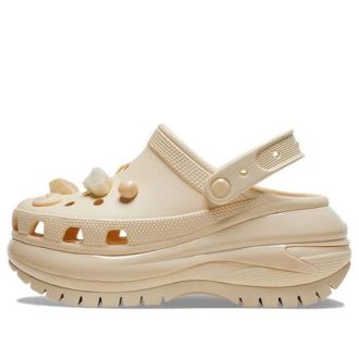 Zuecos Crocs Mega Crush Shell and Pealrs para mujer, color beige, 209287