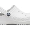 Zuecos Crocs (PS) Classic Baya con forro, color blanco y gris, 207500-11H