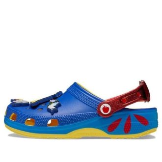 Zuecos Crocs Snow White Classic para mujer, color azul, amarillo y rojo, 209483-769