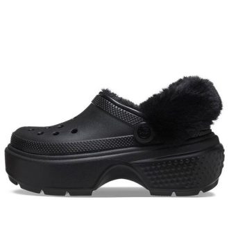 Zuecos Crocs Stomp con forro para mujer, color negro, 208546-001