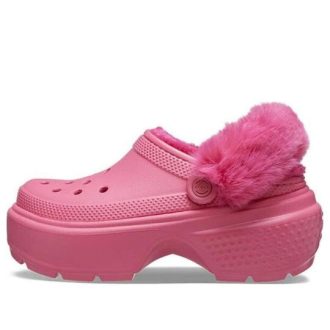 Zuecos Crocs Stomp con forro para mujer, color rosa intenso, 208546-6VZ