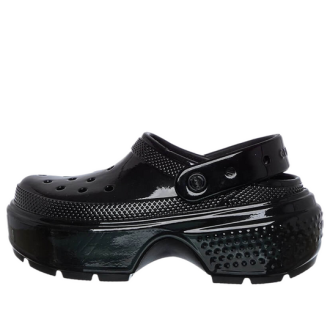 Zuecos Crocs Stomp High Shine para mujer, color negro, 209568-001