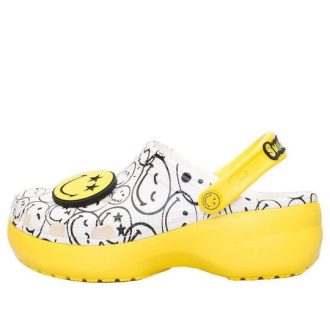 Zuecos Crocs (WMNS) x Smiley World Charm Classic con plataforma en amarillo y blanco 207980-94S